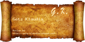Getz Klaudia névjegykártya